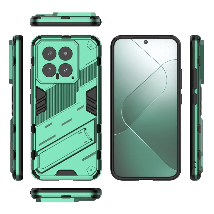 For Xiaomi 14 5G Punk Armor 2 in 1 PC + TPU Phone Case with Holder(Green) - 14 Cases by PMC TechLife | Online Shopping South Africa | PMC TechLife | Buy Now Pay Later Mobicred
