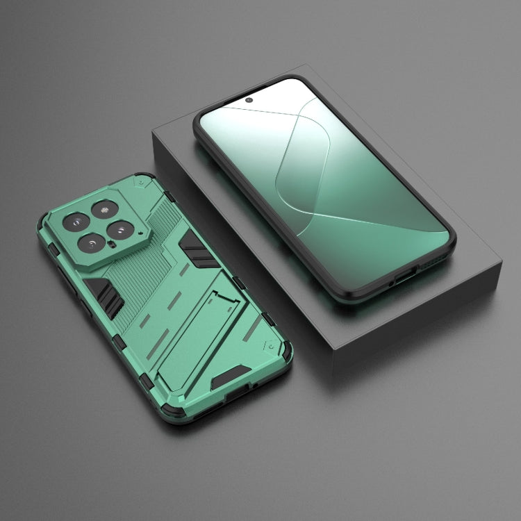 For Xiaomi 14 5G Punk Armor 2 in 1 PC + TPU Phone Case with Holder(Green) - 14 Cases by PMC TechLife | Online Shopping South Africa | PMC TechLife | Buy Now Pay Later Mobicred