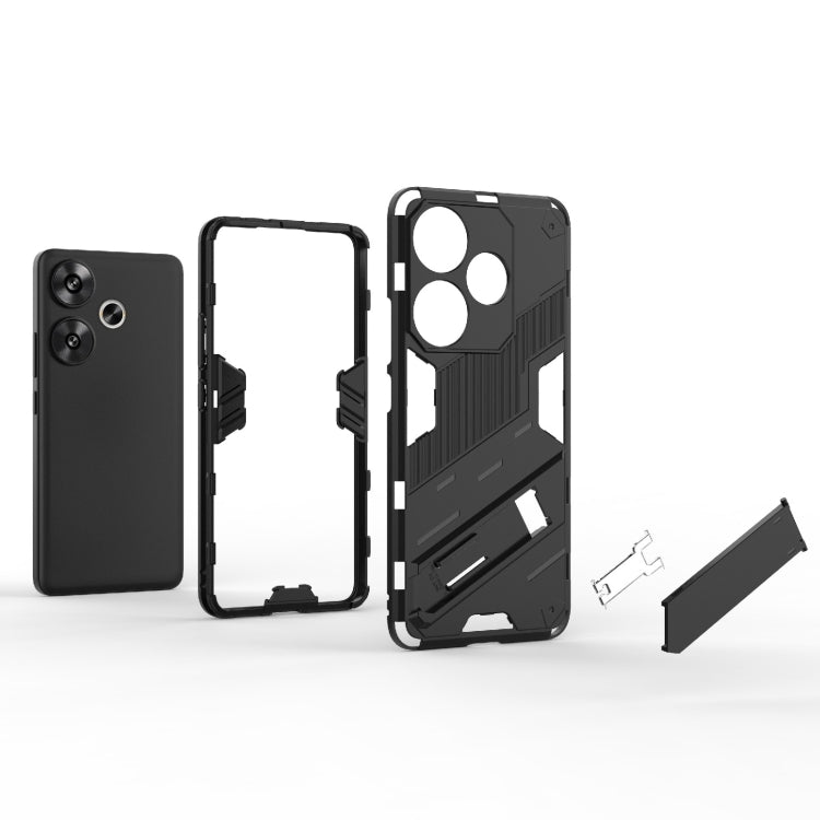 For Xiaomi Redmi Turbo 3 5G Punk Armor 2 in 1 PC + TPU Phone Case with Holder(Red) - Xiaomi Cases by PMC TechLife | Online Shopping South Africa | PMC TechLife | Buy Now Pay Later Mobicred