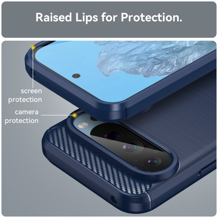 For Google Pixel 9 Pro 5G Carbon Fiber Brushed Texture TPU Phone Case(Blue) - Google Cases by PMC TechLife | Online Shopping South Africa | PMC TechLife | Buy Now Pay Later Mobicred