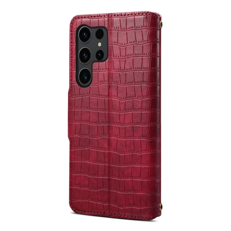 For Samsung Galaxy S24+ 5G Denior Crocodile Texture Oil Edge Leather Phone Case(Rose Red) - free shipping - PMC Jewellery - Order now!