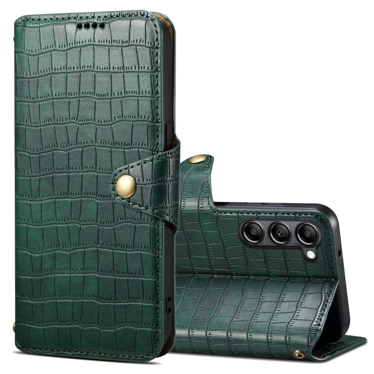 For Samsung Galaxy S24+ 5G Denior Crocodile Texture Oil Edge Leather Phone Case(Green) - Galaxy S24+ 5G Cases by Denior | Online Shopping South Africa | PMC Jewellery | Buy Now Pay Later Mobicred