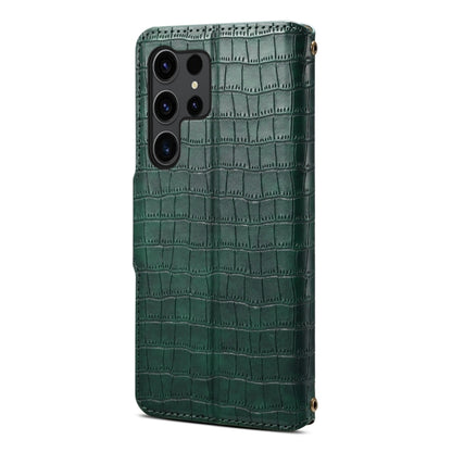 For Samsung Galaxy S24 5G Denior Crocodile Texture Oil Edge Leather Phone Case(Green) - Galaxy S24 5G Cases by Denior | Online Shopping South Africa | PMC Jewellery | Buy Now Pay Later Mobicred