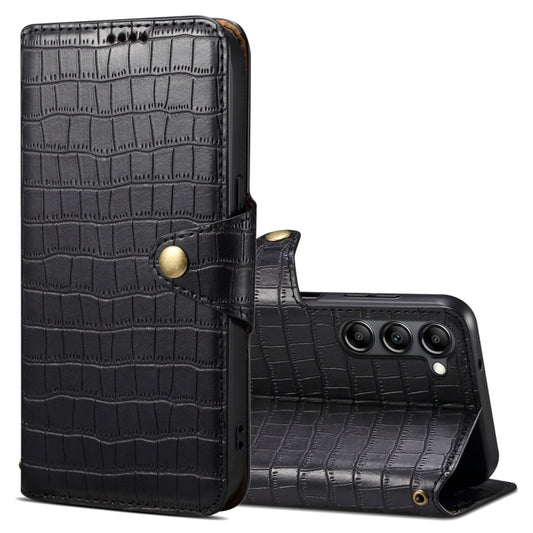 For Samsung Galaxy S24 5G Denior Crocodile Texture Oil Edge Leather Phone Case(Black) - Galaxy S24 5G Cases by Denior | Online Shopping South Africa | PMC Jewellery | Buy Now Pay Later Mobicred