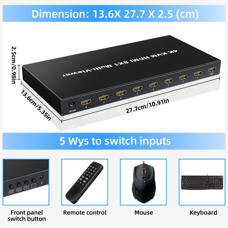 NK-E80 4K 30Hz 8 In 1 Out HDMI 8-way Screen Splitter KVM Switch(AU Plug) - Switch by PMC Jewellery | Online Shopping South Africa | PMC Jewellery | Buy Now Pay Later Mobicred