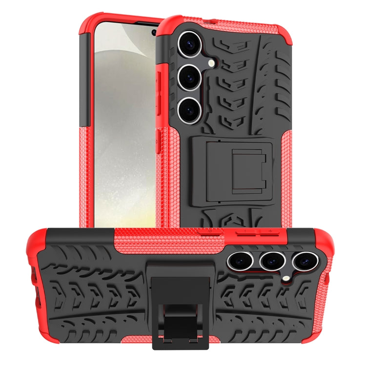 For Samsung Galaxy S24+ Tire Texture TPU + PC Phone Case with Holder(Red) - Galaxy S24+ 5G Cases by PMC TechLife | Online Shopping South Africa | PMC TechLife