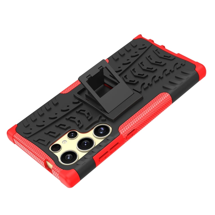 For Samsung Galaxy S24 Ultra 5G Tire Texture TPU + PC Phone Case with Holder(Red) - Galaxy S24 Ultra 5G Cases by PMC TechLife | Online Shopping South Africa | PMC TechLife | Buy Now Pay Later Mobicred
