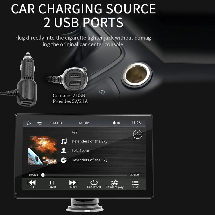 B5305 9 inch Portable Car MP5 Player Support CarPlay / Android Auto(Black) - Car MP3 & MP4 & MP5 by PMC TechLife | Online Shopping South Africa | PMC TechLife | Buy Now Pay Later Mobicred