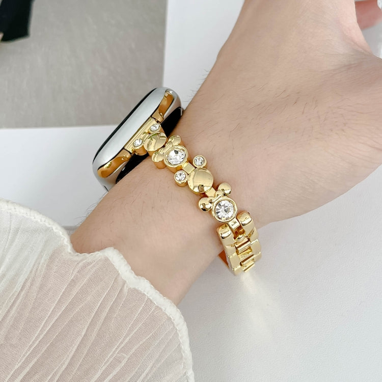 For Apple Watch SE 44mm Metal Diamond Bear Chain Watch Band(Gold) - free shipping - PMc TechLife - Order now!