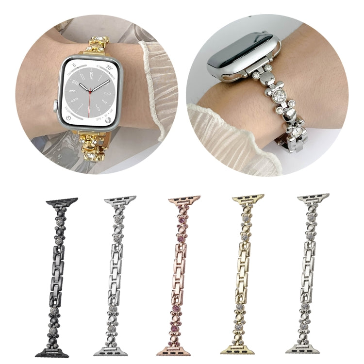 For Apple Watch Series 5 40mm Metal Diamond Bear Chain Watch Band(Silver) - free shipping - PMc TechLife - Order now!