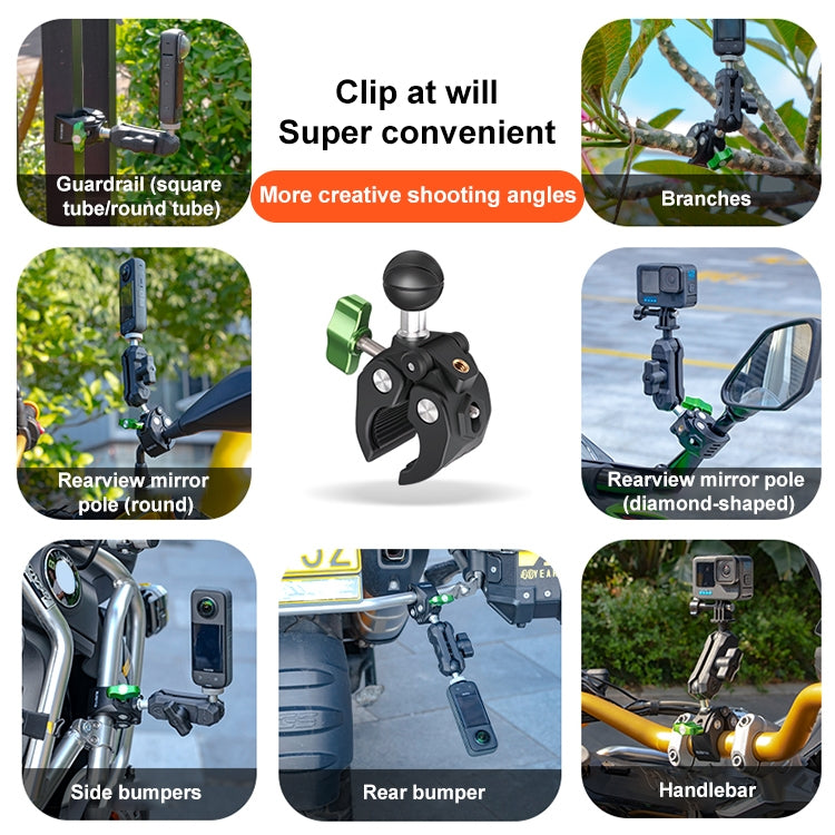 RUIGPRO Crab Clamp Action Camera Bracket 1/4 Ball Head Mount with Rod - Holder by RUIGPRO | Online Shopping South Africa | PMC TechLife | Buy Now Pay Later Mobicred