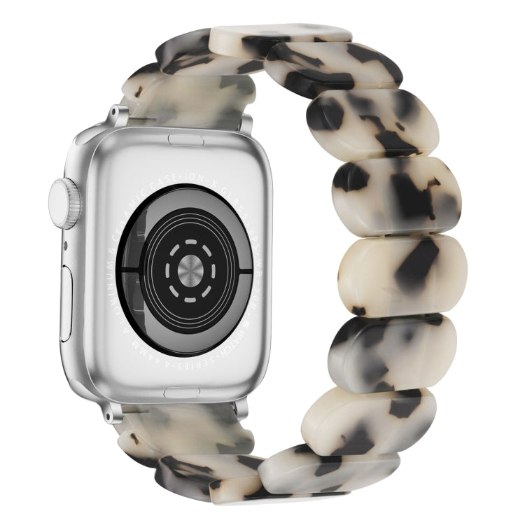 For Apple Watch SE 44mm Stretch Rope Resin Watch Band(Dark Brown White) - Watch Bands by PMC TechLife | Online Shopping South Africa | PMC TechLife