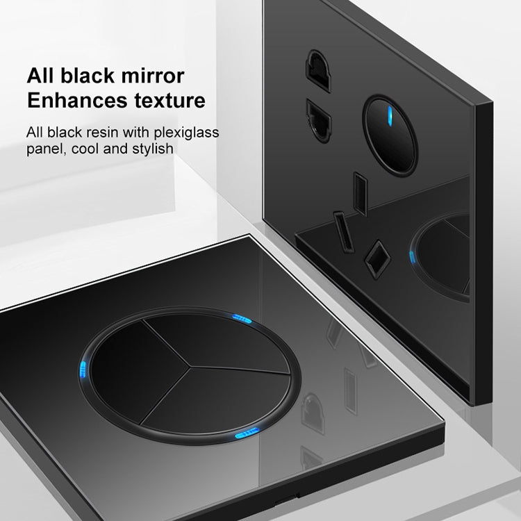 86mm Round LED Tempered Glass Switch Panel, Black Round Glass, Style:One Open Multiple Control - Switch by PMC Jewellery | Online Shopping South Africa | PMC Jewellery | Buy Now Pay Later Mobicred