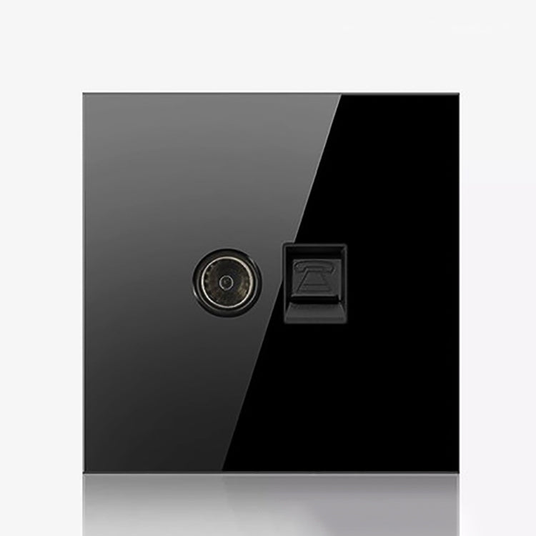 86mm Round LED Tempered Glass Switch Panel, Black Round Glass, Style:Telephone-Computer Socket - Switch by PMC Jewellery | Online Shopping South Africa | PMC Jewellery | Buy Now Pay Later Mobicred