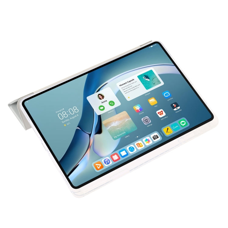 For Huawei Matepad 11 Pro 2024 Clear Acrylic 3-Fold Leather Tablet Case(Grey) - Huawei by PMC Jewellery | Online Shopping South Africa | PMC Jewellery | Buy Now Pay Later Mobicred