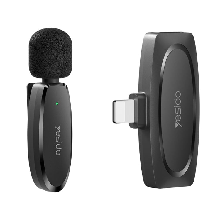 YESIDO KR12 Low-latency Wireless Lavalier Microphone with 8 Pin Receiver(Black) - Microphone by Yesido | Online Shopping South Africa | PMC TechLife | Buy Now Pay Later Mobicred