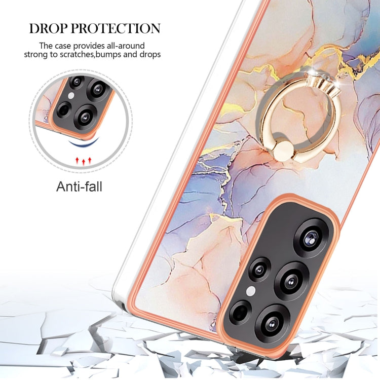 For Samsung Galaxy S25 Ultra 5G Electroplating Pattern IMD TPU Shockproof Case with Rhinestone Ring Holder(Milky Way White Marble) - Galaxy S25 Ultra 5G Cases by PMC TechLife | Online Shopping South Africa | PMC TechLife | Buy Now Pay Later Mobicred