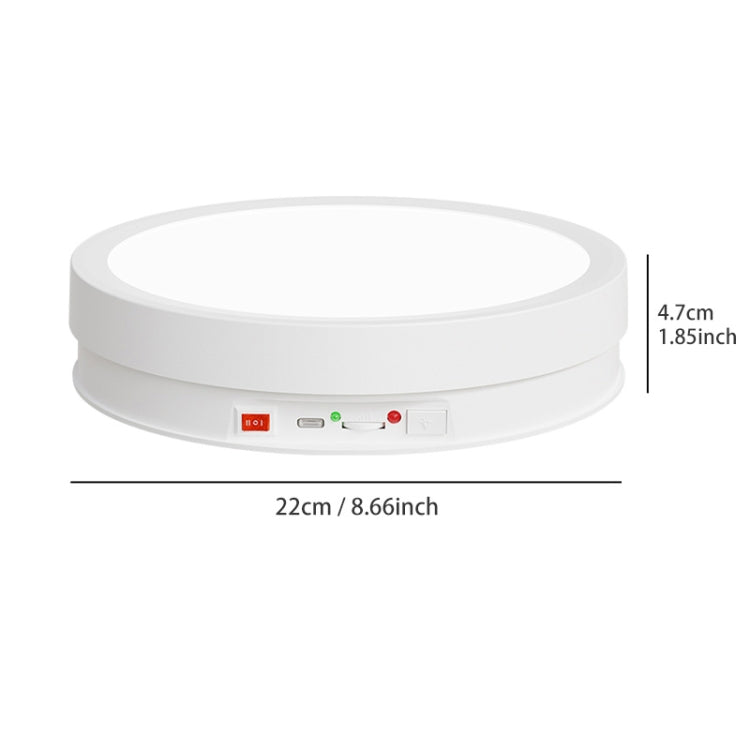 22cm Colorful LED Light Electric Rotating Display Stand Turntable, Style:Battery Charging(White) -  by PMC TechLife | Online Shopping South Africa | PMC TechLife | Buy Now Pay Later Mobicred