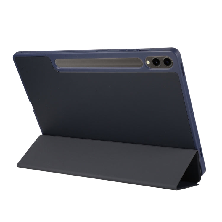 For Samsung Galaxy Tab S9 FE+ 3-Fold Pure Color TPU Leather Tablet Case with Pen Slot(Dark Blue) - Galaxy Tab S9 FE+ by PMC Jewellery | Online Shopping South Africa | PMC Jewellery