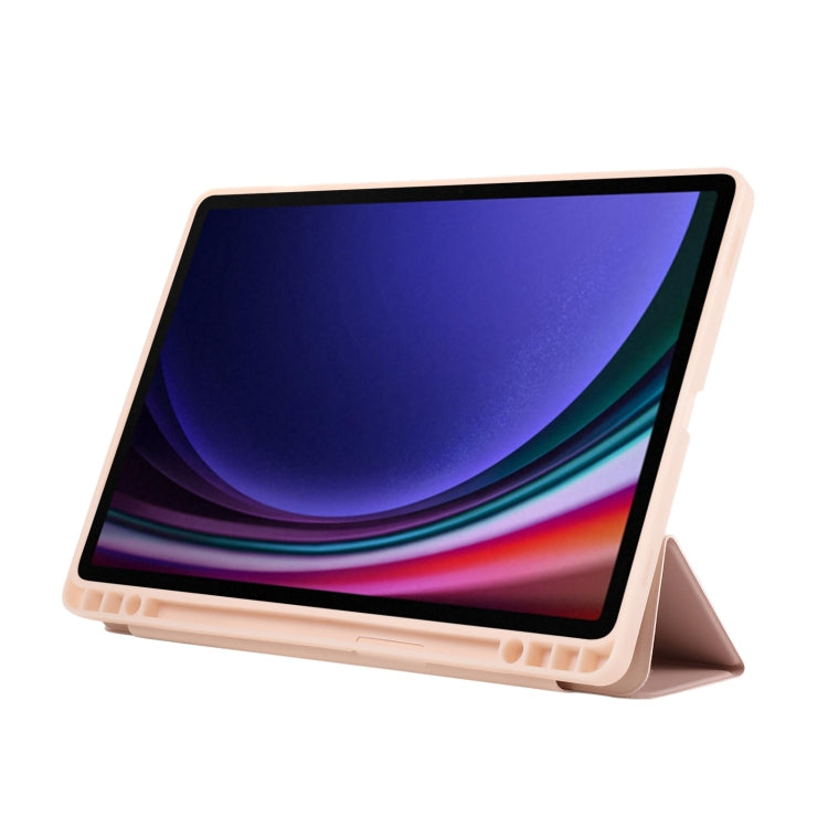 For Samsung Galaxy Tab S10 FE /  S9 3-Fold Pure Color TPU Leather Tablet Case with Pen Slot(Pink) - free shipping - PMC TechLife - Order now!