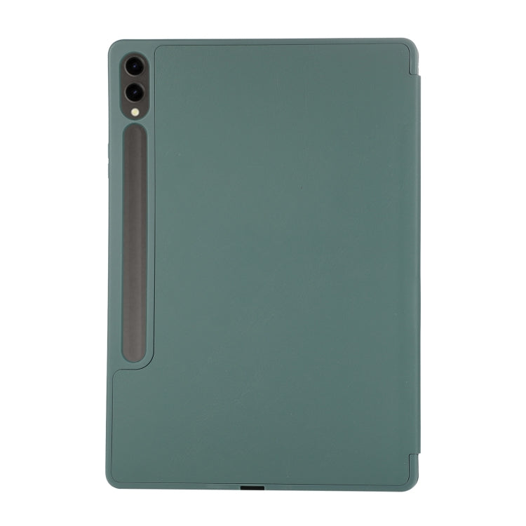 For Samsung Galaxy Tab S9+ / S10+ 3-Fold Pure Color TPU Leather Tablet Case with Pen Slot(Dark Green) - Galaxy Tab S9+ Cases by PMC Jewellery | Online Shopping South Africa | PMC Jewellery | Buy Now Pay Later Mobicred