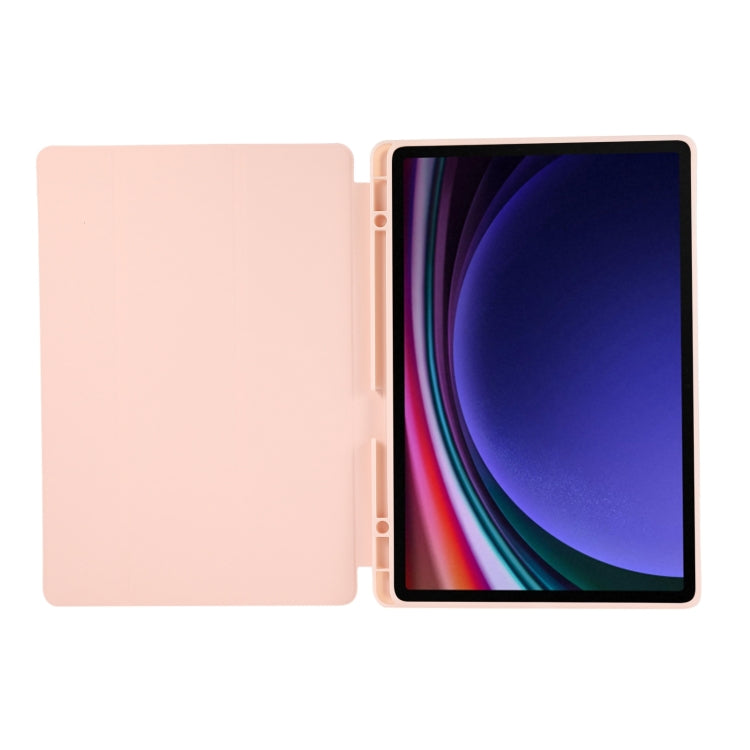 For Samsung Galaxy Tab S9+ 3-Fold Pure Color TPU Leather Tablet Case with Pen Slot(Pink) - Galaxy Tab S9+ Cases by PMC Jewellery | Online Shopping South Africa | PMC Jewellery