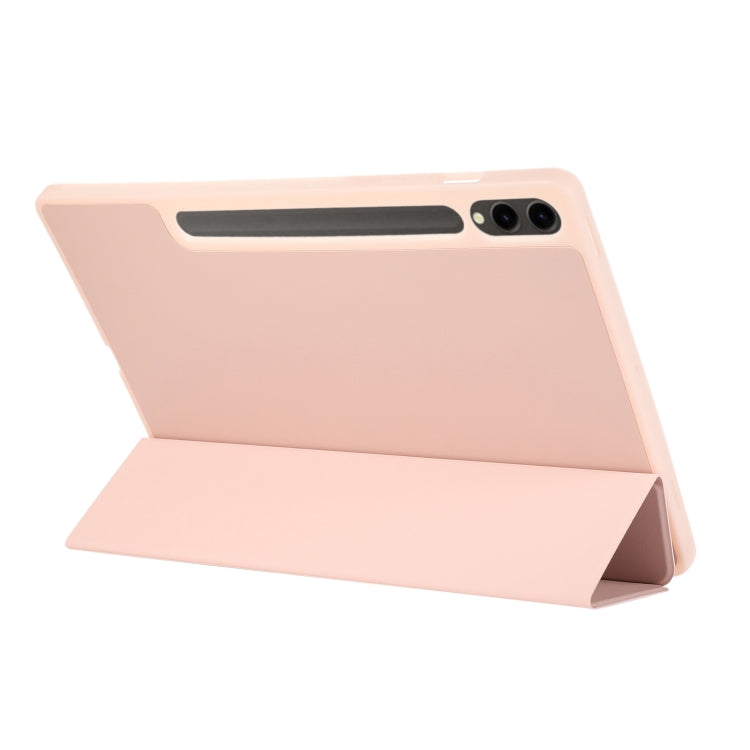 For Samsung Galaxy Tab S9+ 3-Fold Pure Color TPU Leather Tablet Case with Pen Slot(Pink) - Galaxy Tab S9+ Cases by PMC Jewellery | Online Shopping South Africa | PMC Jewellery