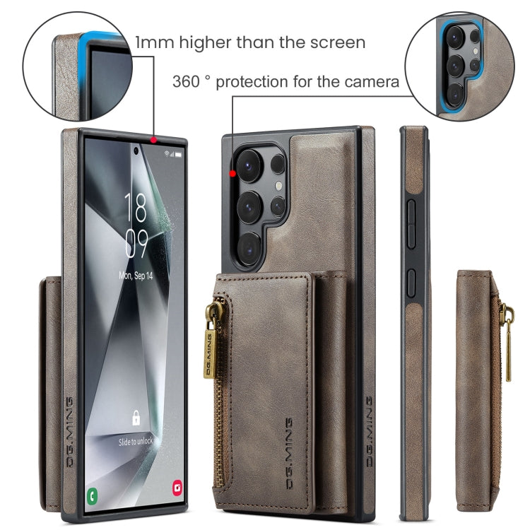 For Samsung Galaxy S24 Ultra 5G DG.MING M5 Series Zip RFID Multi Card Detachable Leather Phone Case(Coffee) - Galaxy S24 Ultra 5G Cases by DG.MING | Online Shopping South Africa | PMC Jewellery | Buy Now Pay Later Mobicred