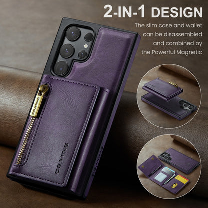 For Samsung Galaxy S24 Ultra 5G DG.MING M5 Series Zip RFID Multi Card Detachable Leather Phone Case(Purple) - Galaxy S24 Ultra 5G Cases by DG.MING | Online Shopping South Africa | PMC Jewellery | Buy Now Pay Later Mobicred