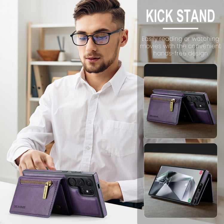 For Samsung Galaxy S24 Ultra 5G DG.MING M5 Series Zip RFID Multi Card Detachable Leather Phone Case(Purple) - Galaxy S24 Ultra 5G Cases by DG.MING | Online Shopping South Africa | PMC Jewellery | Buy Now Pay Later Mobicred