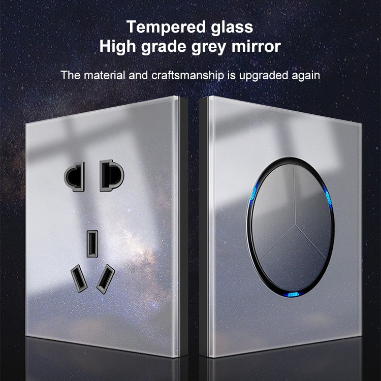 86mm Round LED Tempered Glass Switch Panel, Gray Round Glass, Style:Two Open Dual Control - free shipping - PMC Jewellery - Order now!