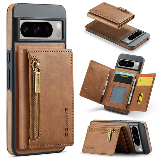 For Google Pixel 8 Pro DG.MING M5 Series Zip RFID Multi Card Detachable Leather Phone Case(Brown) - Google Cases by DG.MING | Online Shopping South Africa | PMC Jewellery | Buy Now Pay Later Mobicred