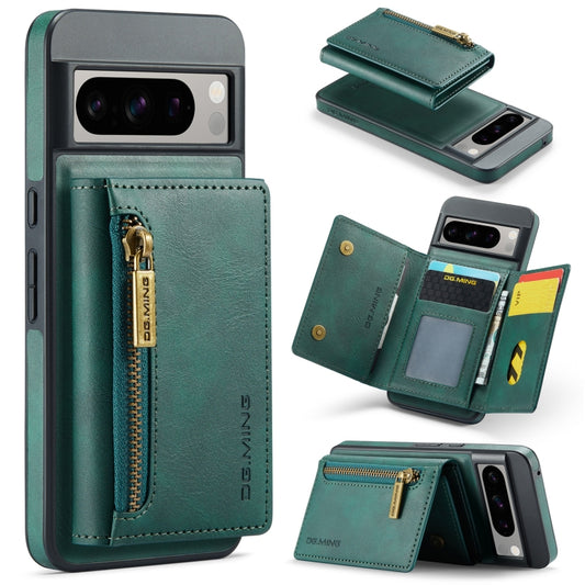 For Google Pixel 8 Pro DG.MING M5 Series Zip RFID Multi Card Detachable Leather Phone Case(Green) - Google Cases by DG.MING | Online Shopping South Africa | PMC Jewellery | Buy Now Pay Later Mobicred