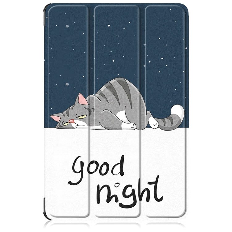For Lenovo Tab M11/ Xiaoxin Pad 11 2024 Custer Painted 3-Fold Holder Leather Smart Tablet Case(Lazy Cat) - free shipping - PMC Jewellery - Order now!