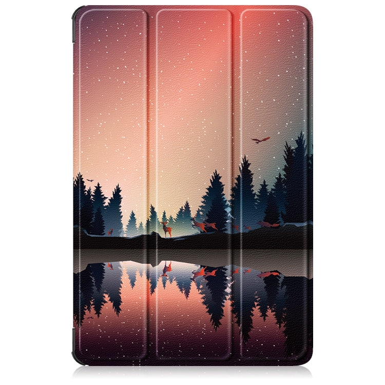 For Lenovo Tab M11/ Xiaoxin Pad 11 2024 Custer Coloured Drawing 3-folding Leather Smart Tablet Case(Sunset) - Lenovo by PMC Jewellery | Online Shopping South Africa | PMC Jewellery | Buy Now Pay Later Mobicred