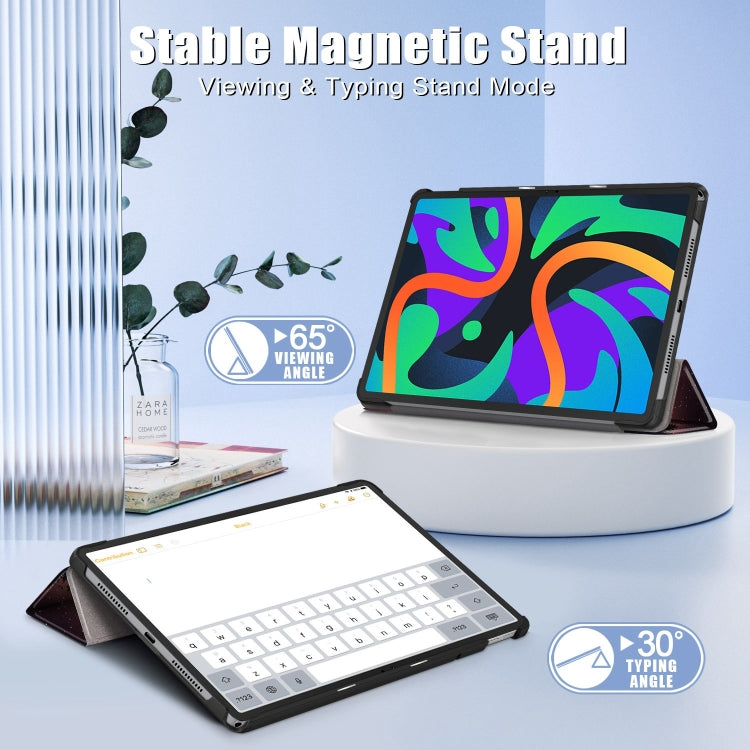 For Lenovo Tab M11/ Xiaoxin Pad 11 2024 Custer Coloured Drawing 3-folding Leather Smart Tablet Case(Sunset) - Lenovo by PMC Jewellery | Online Shopping South Africa | PMC Jewellery | Buy Now Pay Later Mobicred