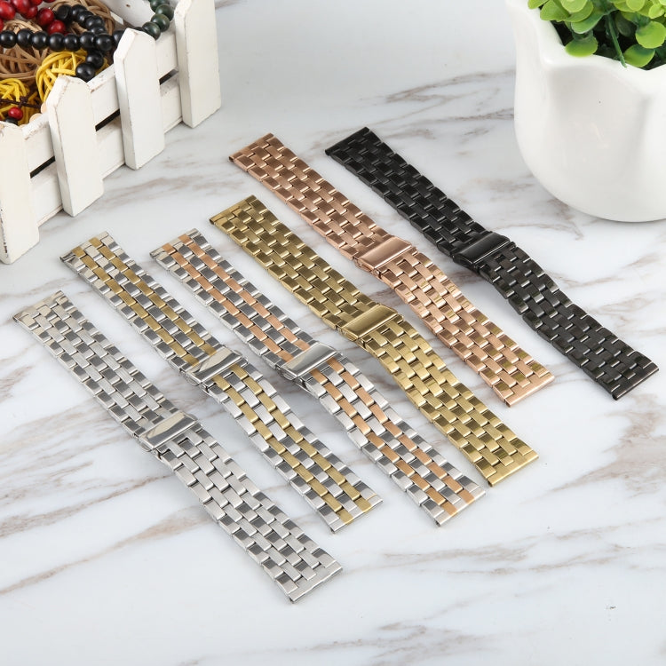 22mm Universal Five Beads Stainless Steel Watch Band(Gold) - free shipping - PMc TechLife - Order now!