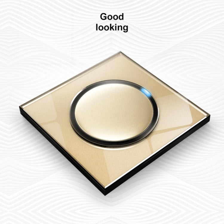 86mm Round LED Tempered Glass Switch Panel, Gold Round Glass, Style:Two Open Dual Control - free shipping - PMC Jewellery - Order now!