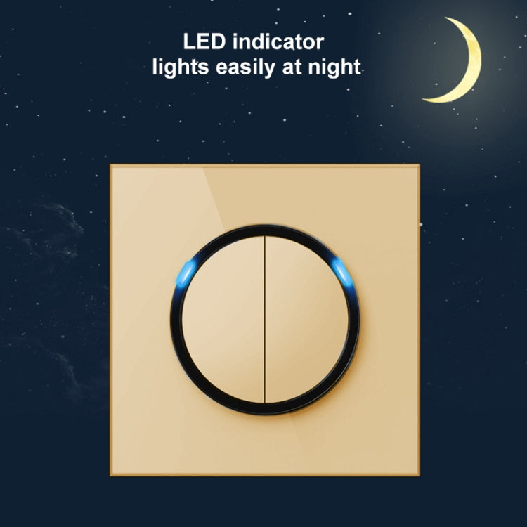 86mm Round LED Tempered Glass Switch Panel, Gold Round Glass, Style:Computer Socket -  by PMC Jewellery | Online Shopping South Africa | PMC Jewellery | Buy Now Pay Later Mobicred