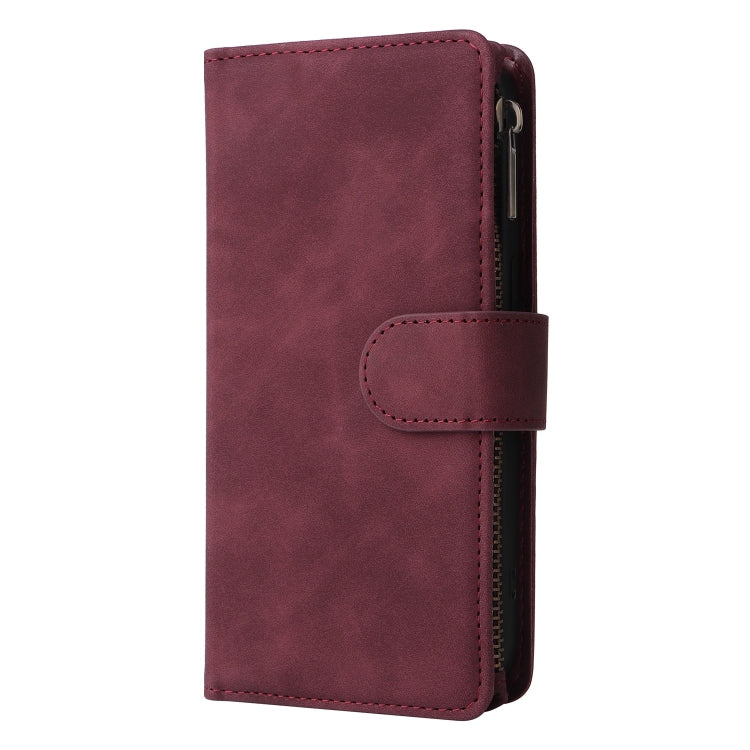 For Xiaomi 13T / 13T Pro Multifunctional Frosted Zipper Wallet Leather Phone Case(Wine Red) - Xiaomi Cases by PMC Jewellery | Online Shopping South Africa | PMC Jewellery | Buy Now Pay Later Mobicred