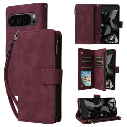 For Google Pixel 9 Pro Multifunctional Multi-Card Wallet Phone Leather Case(Wine Red) - Google Cases by PMC Jewellery | Online Shopping South Africa | PMC Jewellery | Buy Now Pay Later Mobicred