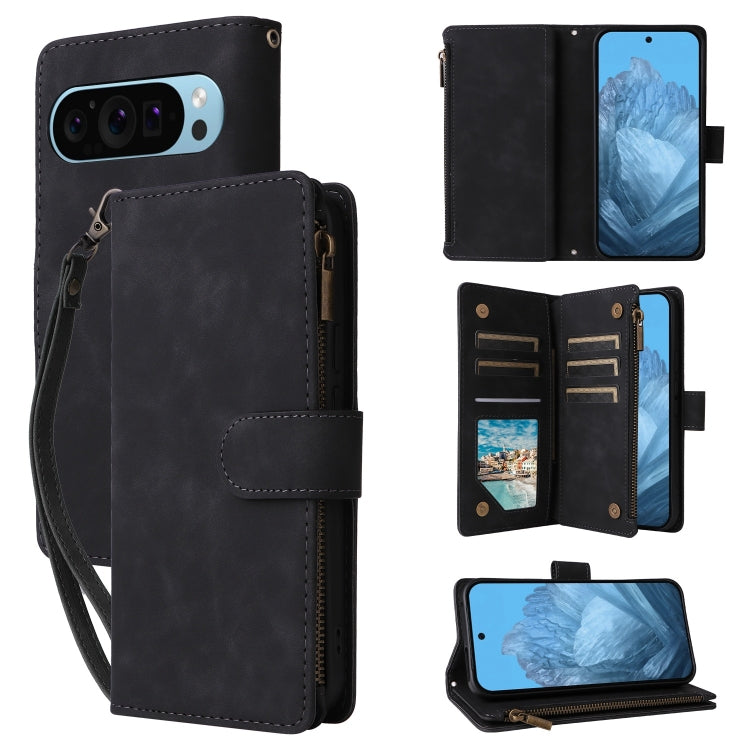 For Google Pixel 9 Multifunctional Multi-Card Wallet Phone Leather Case(Black) - Google Cases by PMC TechLife | Online Shopping South Africa | PMC TechLife | Buy Now Pay Later Mobicred
