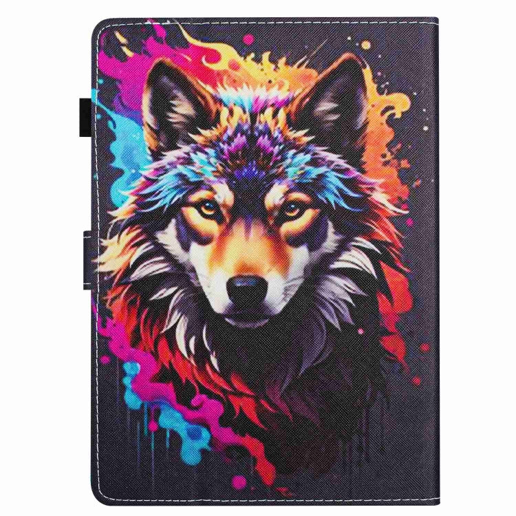 For 10 inch Painted Pattern Stitching Leather Tablet Case(Colorful Wolf) - 10 - 11 inch by PMC TechLife | Online Shopping South Africa | PMC TechLife | Buy Now Pay Later Mobicred