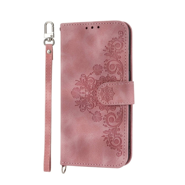 For Google Pixel 9 Pro Skin-feel Flowers Embossed Wallet Leather Phone Case(Pink) - Google Cases by PMC TechLife | Online Shopping South Africa | PMC TechLife | Buy Now Pay Later Mobicred