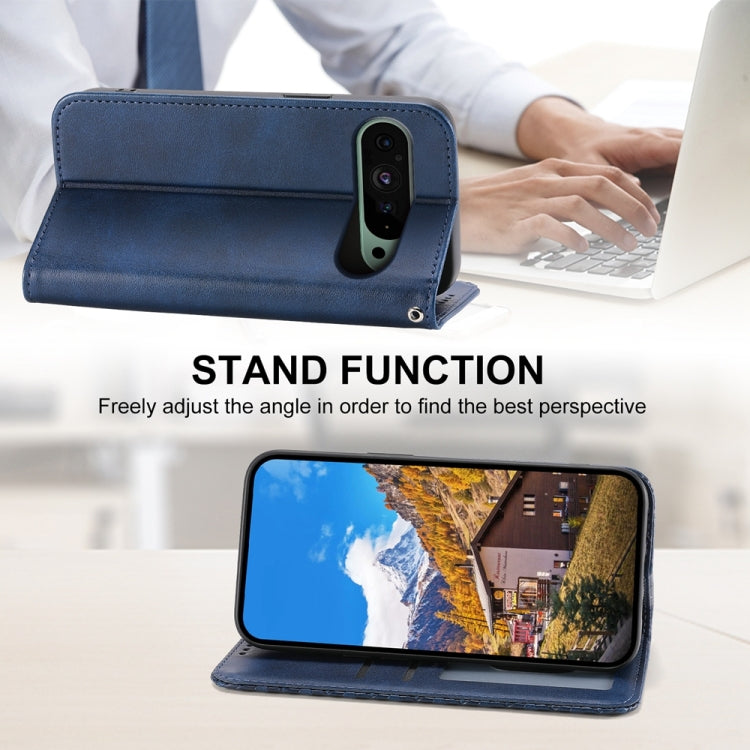 For Google Pixel 9 Cubic Grid Calf Texture Magnetic Leather Phone Case(Blue) - Google Cases by PMC TechLife | Online Shopping South Africa | PMC TechLife | Buy Now Pay Later Mobicred