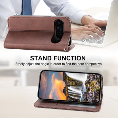 For Google Pixel 9 Pro Cubic Grid Calf Texture Magnetic Leather Phone Case(Brown) - Google Cases by PMC Jewellery | Online Shopping South Africa | PMC Jewellery | Buy Now Pay Later Mobicred