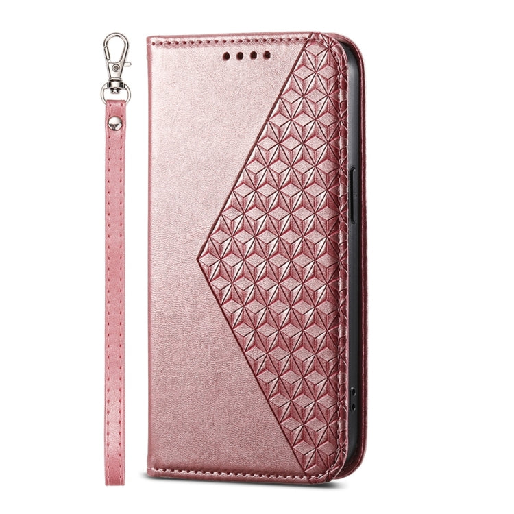 For Google Pixel 9 Pro Cubic Grid Calf Texture Magnetic Leather Phone Case(Rose Gold) - Google Cases by PMC TechLife | Online Shopping South Africa | PMC TechLife | Buy Now Pay Later Mobicred