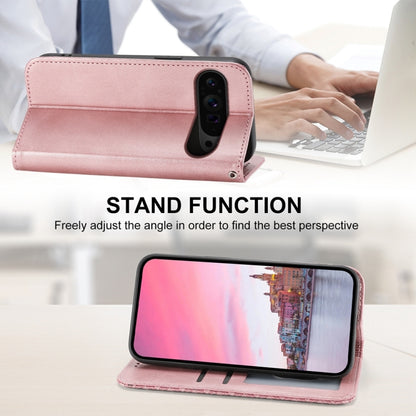 For Google Pixel 9 Pro Cubic Grid Calf Texture Magnetic Leather Phone Case(Rose Gold) - Google Cases by PMC Jewellery | Online Shopping South Africa | PMC Jewellery | Buy Now Pay Later Mobicred