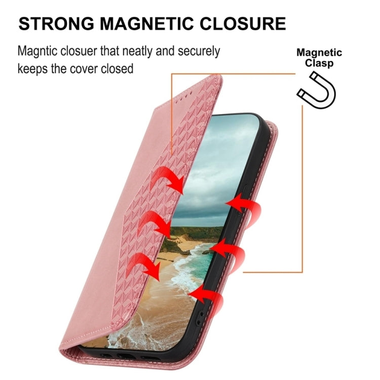 For Google Pixel 9 Pro Cubic Grid Calf Texture Magnetic Leather Phone Case(Rose Gold) - Google Cases by PMC TechLife | Online Shopping South Africa | PMC TechLife | Buy Now Pay Later Mobicred
