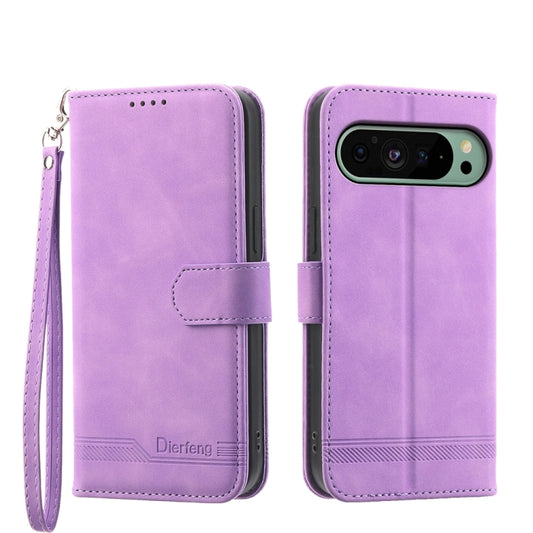 For Google Pixel 9 Dierfeng Dream Line TPU + PU Leather Phone Case(Purple) - Google Cases by PMC Jewellery | Online Shopping South Africa | PMC Jewellery | Buy Now Pay Later Mobicred